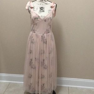 Blush Pink tulle dress with flower embroidery